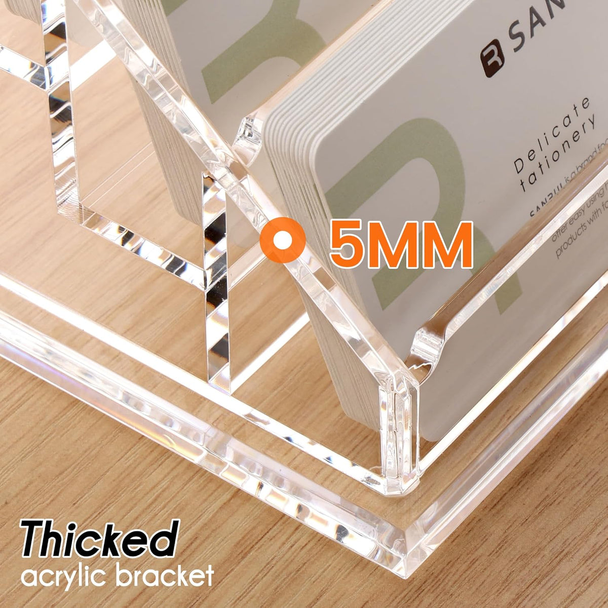 YUXUN Business Card Holder for Desk Clear Acrylic Business Cards Display Stand Name Card Holder Case Organizes 200 Cards-4 Slot 4 Tier 1 Pack(4 slot-H)