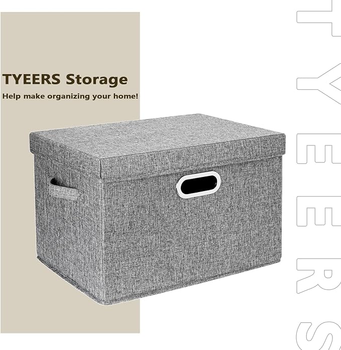TYEERS Large Storage Bins with Lids, Collapsible, Fabric Storage Boxes