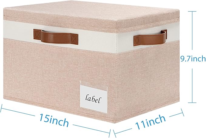 Large Storage Bins with Lids, Foldable Fabric Storage Baskets with Lids