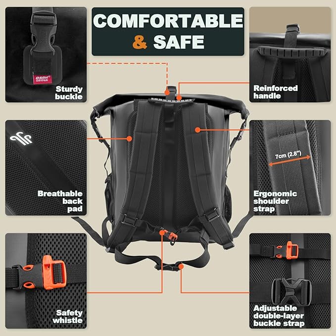 Waterproof Backpack Dry Bag 35L/55L/85L – Heavy Duty Roll-Top Hiking Backpack