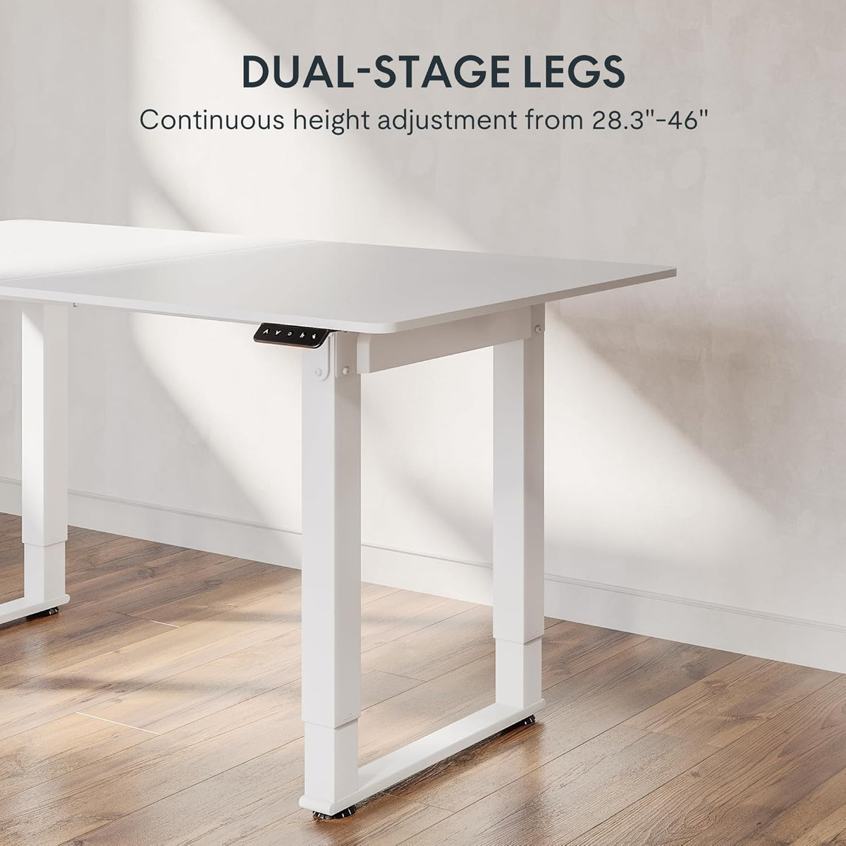 FLEXISPOT 4 Legs Standing Desk 55 x 28 Inch Electric Adjustable Height with Splice Board Home Office Sit Stand Up Desk, White Top + White Frame