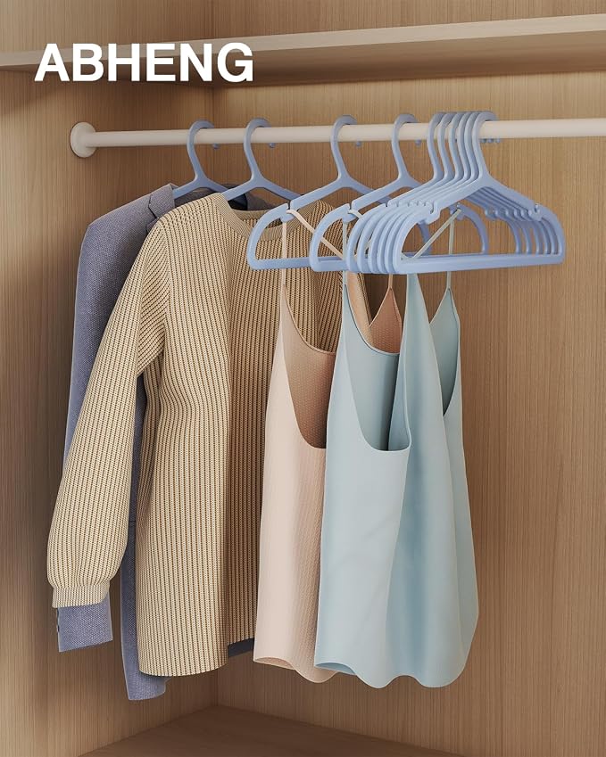 50 Pack Clothes Hangers, Non Slip Plastic Coat Hangers, Space Saving Hangers