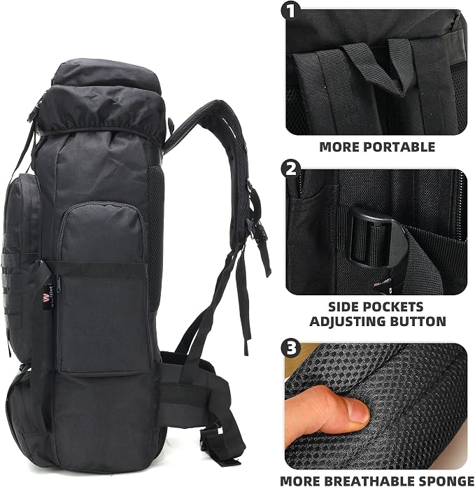 King'sGuard 70L Camping Hiking Backpack Tactical Backpack Military Molle