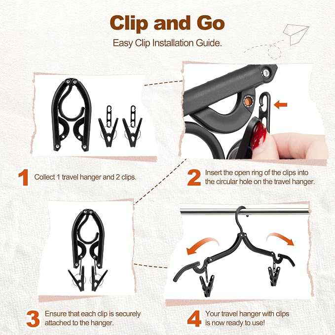 HOUSE DAY Foldable Travel Hangers 10 Pack w/10 Clips, Cruise Essentials 2025