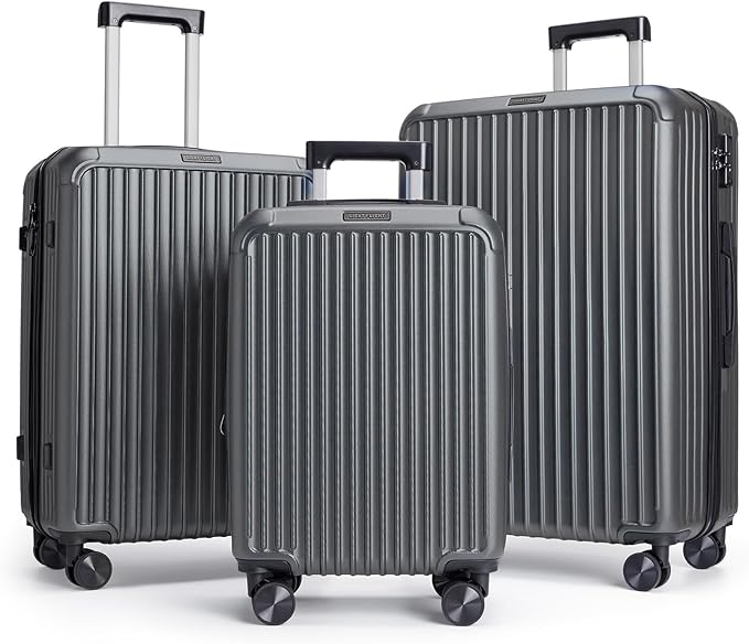 LIGHT FLIGHT Luggage Sets, Durable Hard Shell 3 Piece Set Suitcase