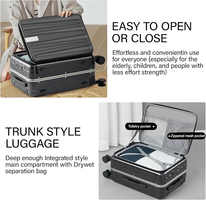 Hanke 24 Inch Checked Luggage PC Hard Shell Suitcases