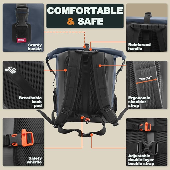 Waterproof Backpack Dry Bag 35L/55L/85L – Heavy Duty Roll-Top Hiking Backpack
