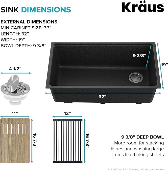 KRAUS Bellucci Workstation 32 in. Undermount Granite Composite Single Bowl