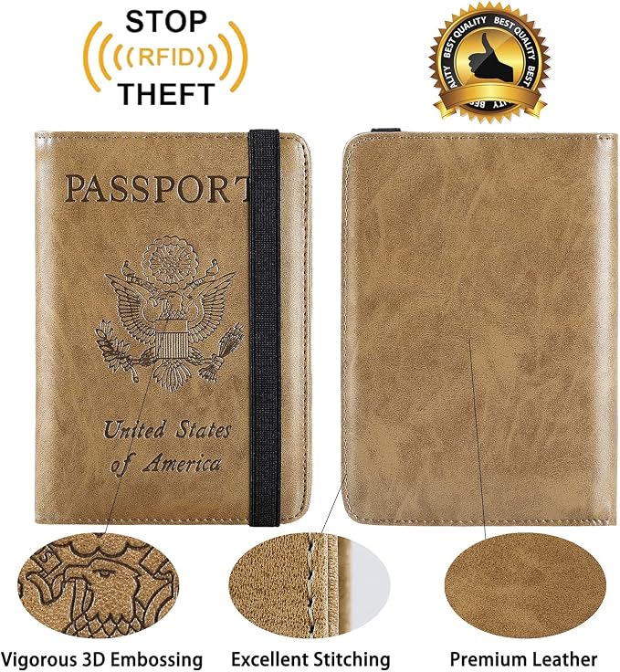 Passport Holder Cover Wallet Travel Essentials RFID Blocking Leather Card Case