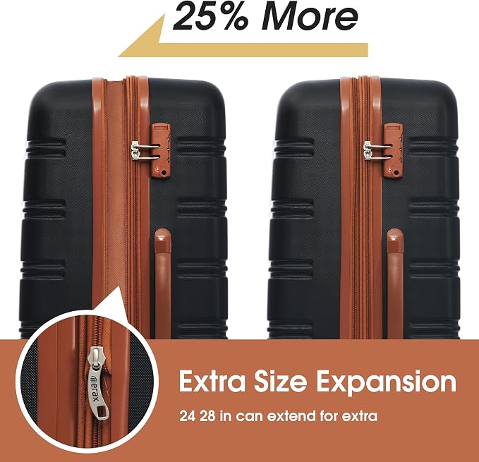 Merax Luggage sets of 3 Piece 20 24 IN Carry on Luggage Hard Case Black and