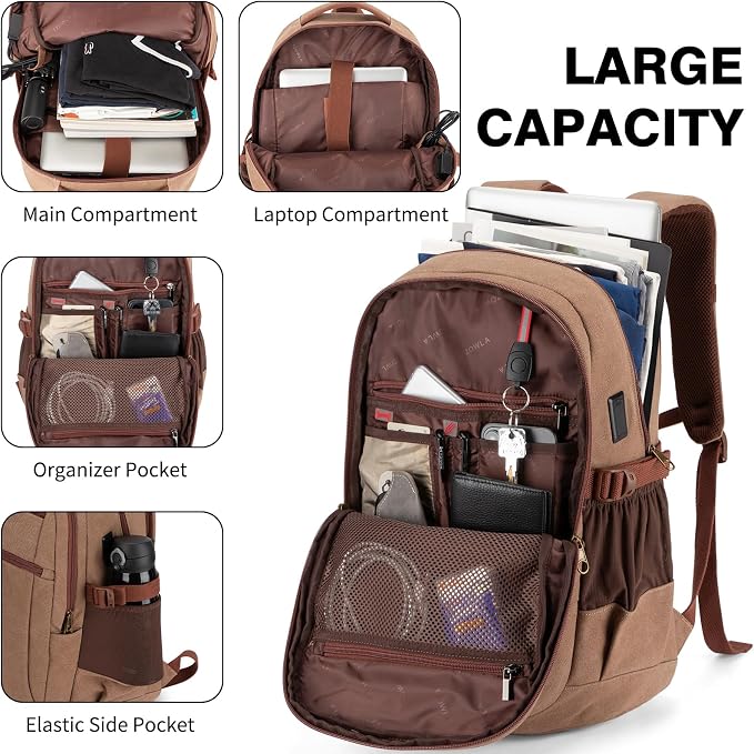 Tzowla Vintage Canvas Laptop Backpack