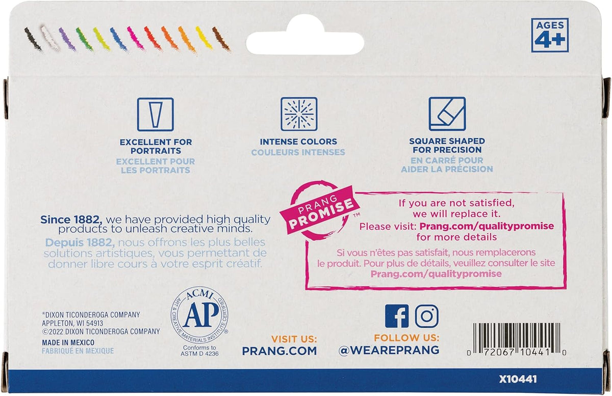 Prang Pastello Paper Chalk, Square, Assorted Colors, 12 Count