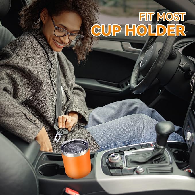 30 oz Tumbler with Lid Stainless Steel Tumblers Bulk Vacuum Insulated Cup Reusable Powder Coated Travel Mug Double Wall Leak Proof Cups Keep Cold Drinks for 12 Hours Orange, Set of 12