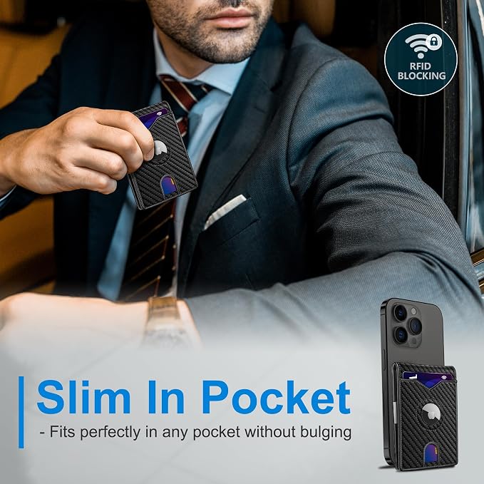 Airtag Wallet for Men, with Money Clip 11 Cards Slim Front Pocket Leather RFID