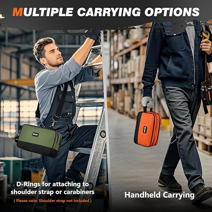 Small Tool Bag 2 Pack, Zipper Tool Pouch Two Compartments, 10 12 inch Utility