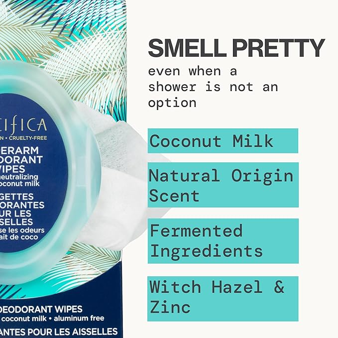 Pacifica Beauty Coconut Milk & Essential Oils Underarm Deodorant Wipes