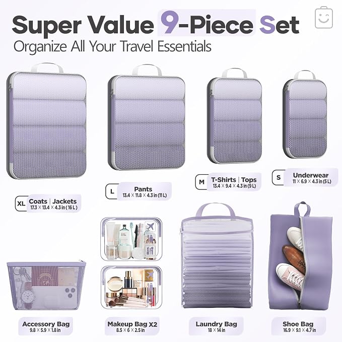 Veken 9/11 Set Compression Packing Cubes