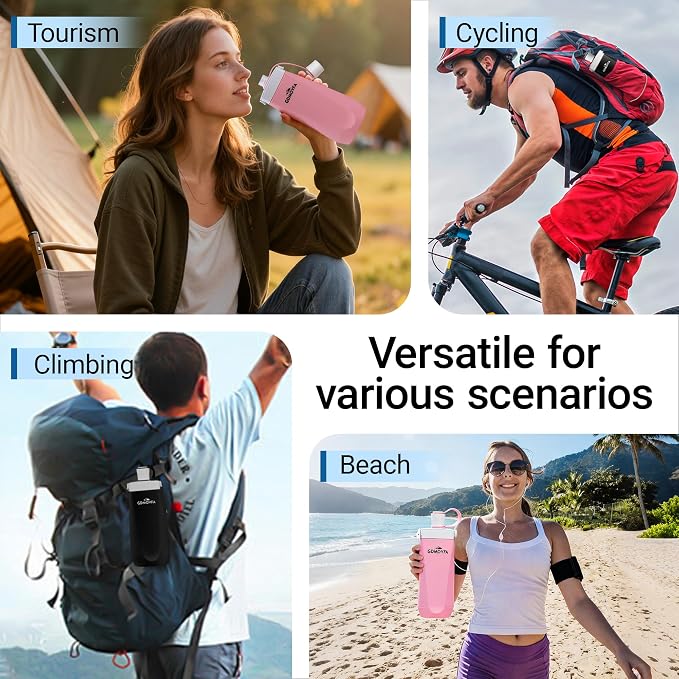 Collapsible Water Bottles, 20oz Reusable Silicone Foldable Water Bottle