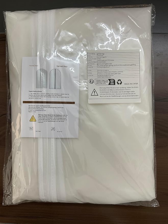 Garment Bags for Hanging Clothes 24'' x 40'' Suit Hanging Garment Bags White