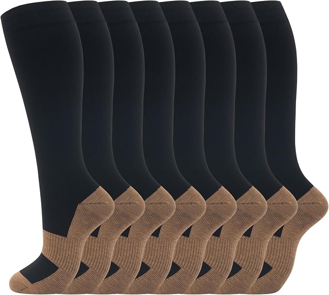 Compression Socks for Women Men Circulation Knee High 8 Pairs for Nurses