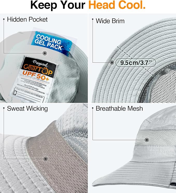 GearTOP Safari Sun Hat for Men and Sun Hats for Women UV Protection UPF 50+