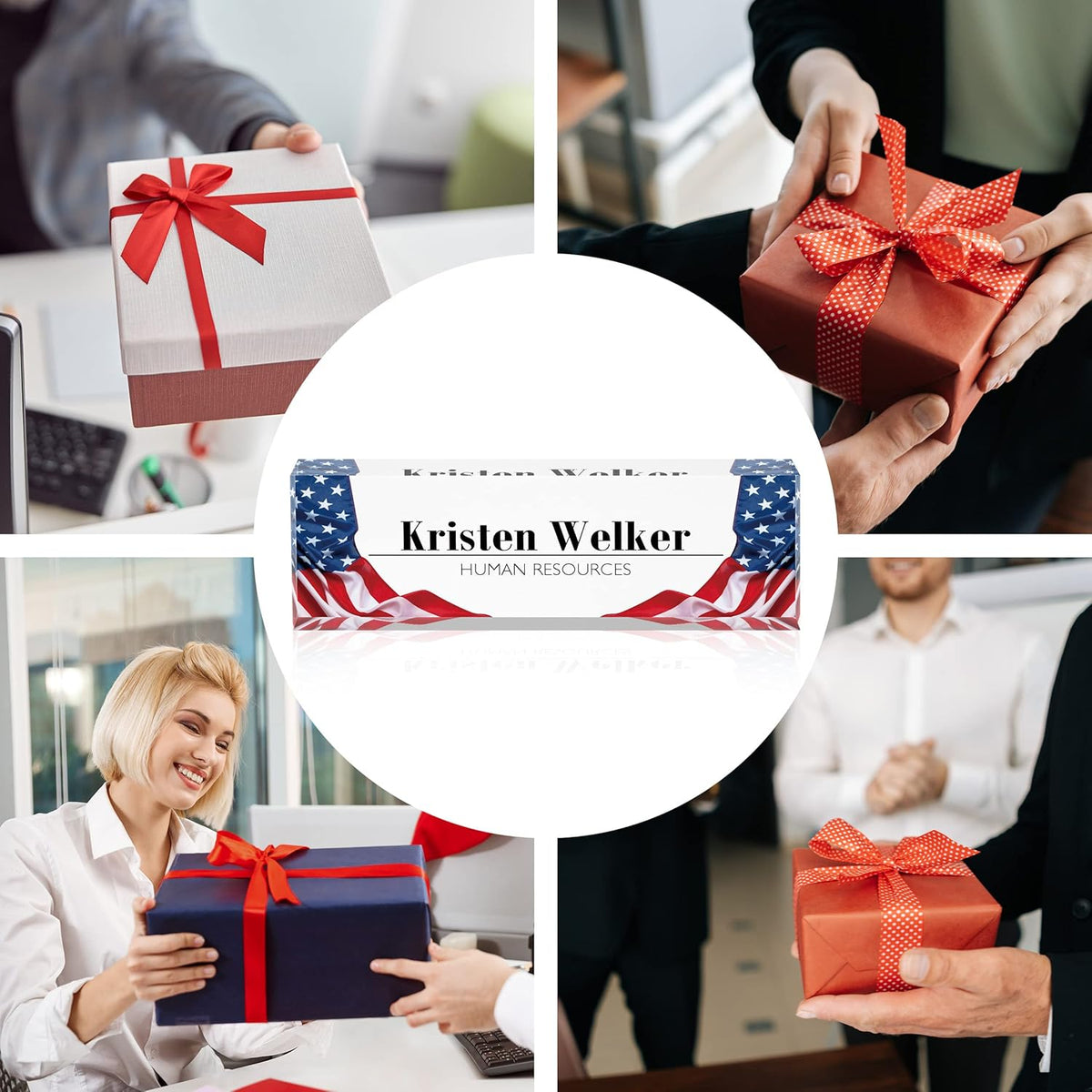 Office Desk Name Plate Personalized, Custom Name Plates for Desks, Name Plate Personalized for Office, Employee Appreciation Gifts (US Flag2)