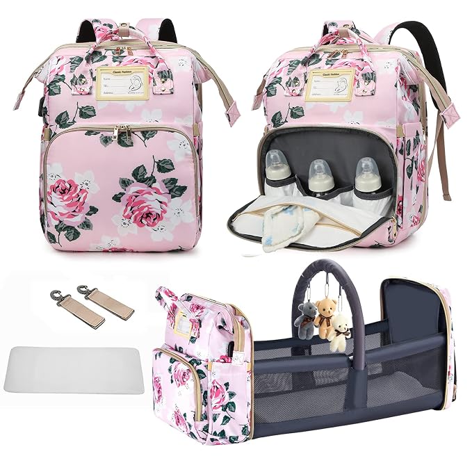 Diaper Bag Backpack with Changing Station, Foldable