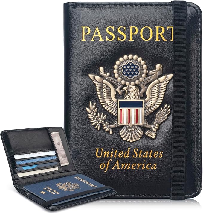 Coowayze Passport Holder Cover for Women Men, Leather US Passport Wallet Case