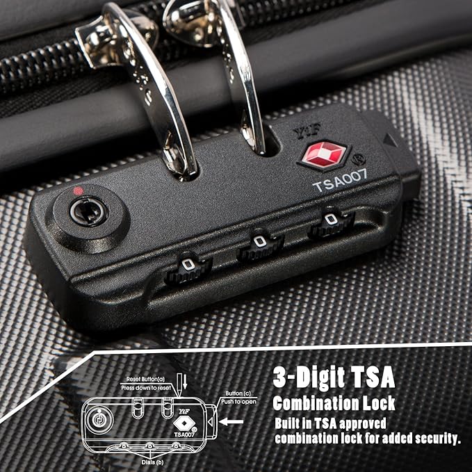 Coolife Luggage Suitcase Carry-on Hardside Travel Luggage TSA Lock Spinner