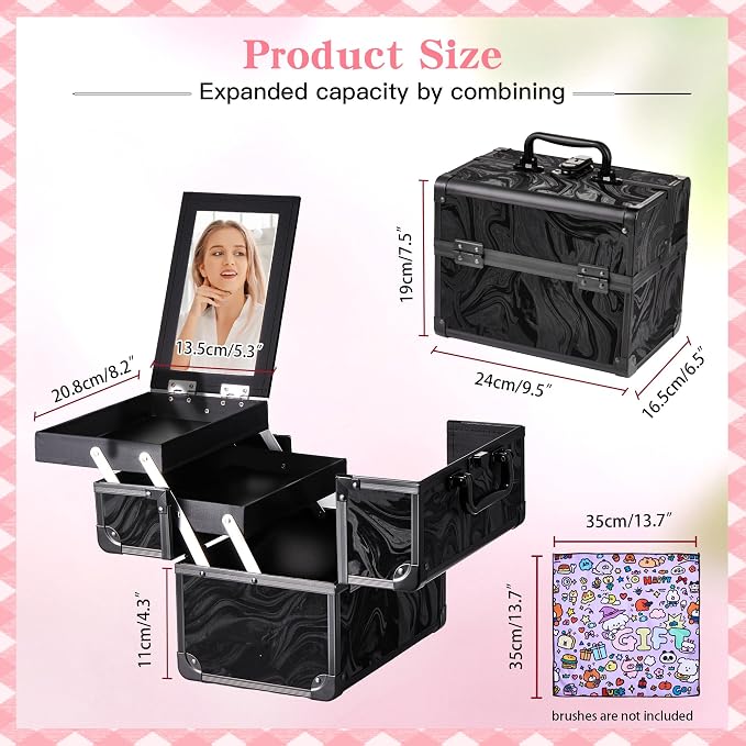 Makeup Train Case, Portable Makeup Case