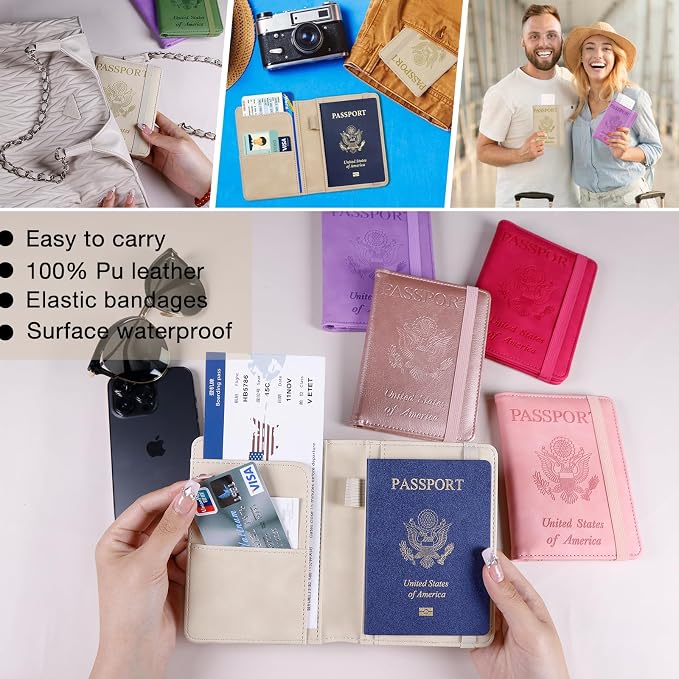 Melsbrinna Premium Leather Passport Holder Covers Case, Waterproof Rfid