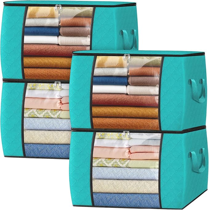 Fab totes 24 Gallons Clothes Storage, Foldable Thick Fabric Blanket Storage Bags