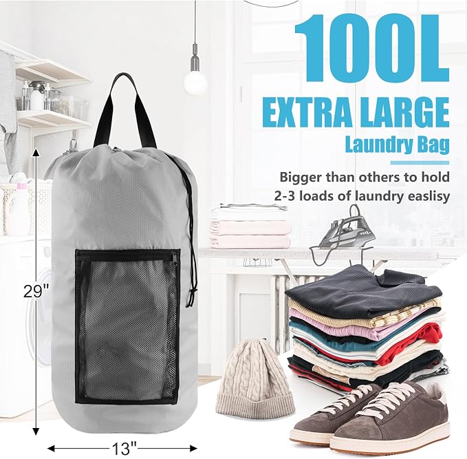 Laundry Bag Backpack, Extra Large Travel Laundry Bag