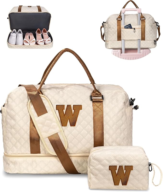 Initial Duffle Travel Bag, Personalized Weekender Bag