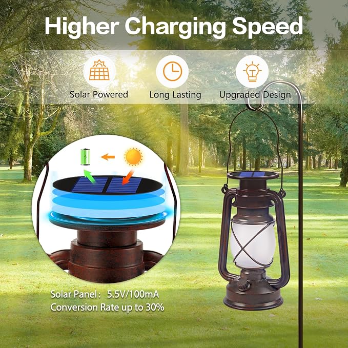 Solar Lanterns Outdoor Waterproof, 2 Pack Bronze Vintage Lanterns