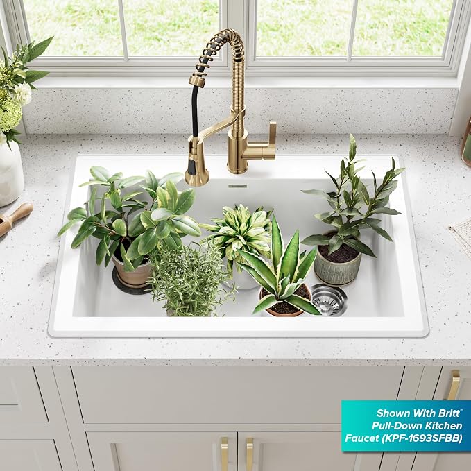 KRAUS Forteza 33-inch Granite Drop In/Undermount Single Bowl White Kitchen Sink