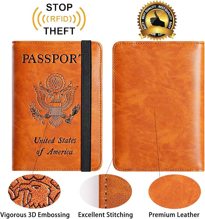 Passport Holder Cover Wallet Travel Essentials RFID Blocking Leather Card Case