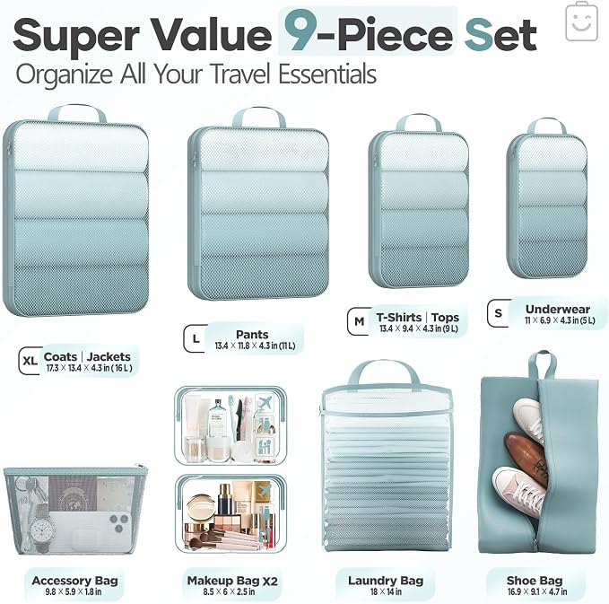 Veken 9/11 Set Compression Packing Cubes