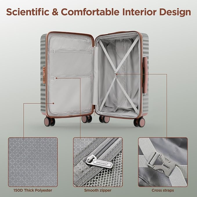 SHOWKOO Luggage Sets 3 Piece Hardside Expandable Suitcase