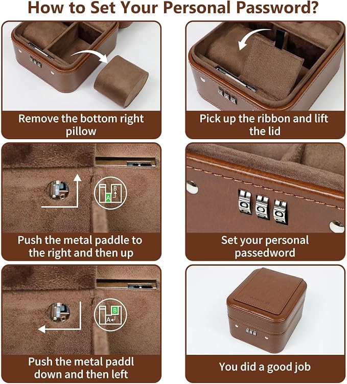KAMIER Watch Travel Case with Combination Lock