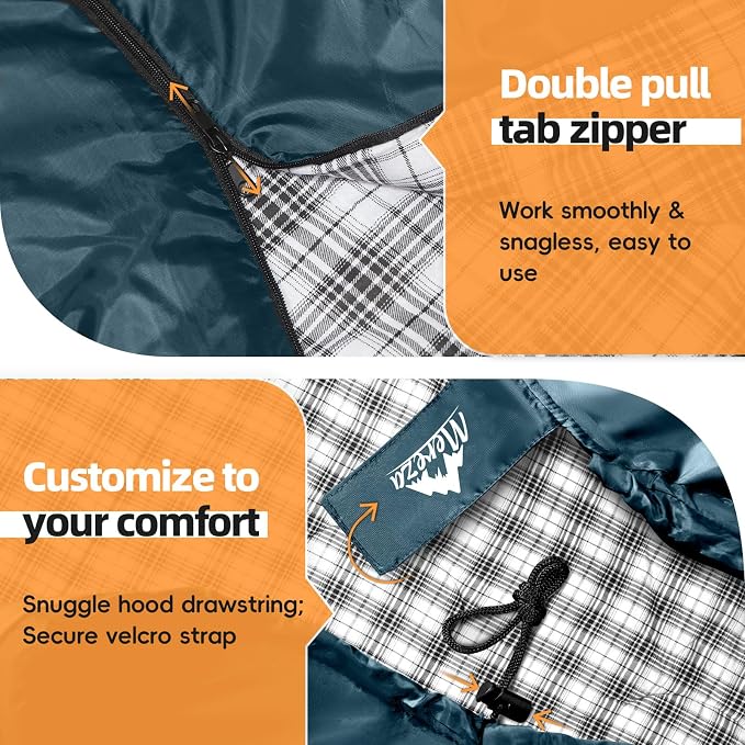 MEREZA Flannel Sleeping Bag for Adults XL, Large Wide Sleeping Bags for Camping