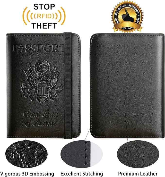 Passport Holder Cover Wallet Travel Essentials RFID Blocking Leather Card Case