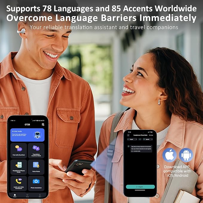 Language Translation Earbuds Real Time, IAMJOY Language Translator Earbuds Open