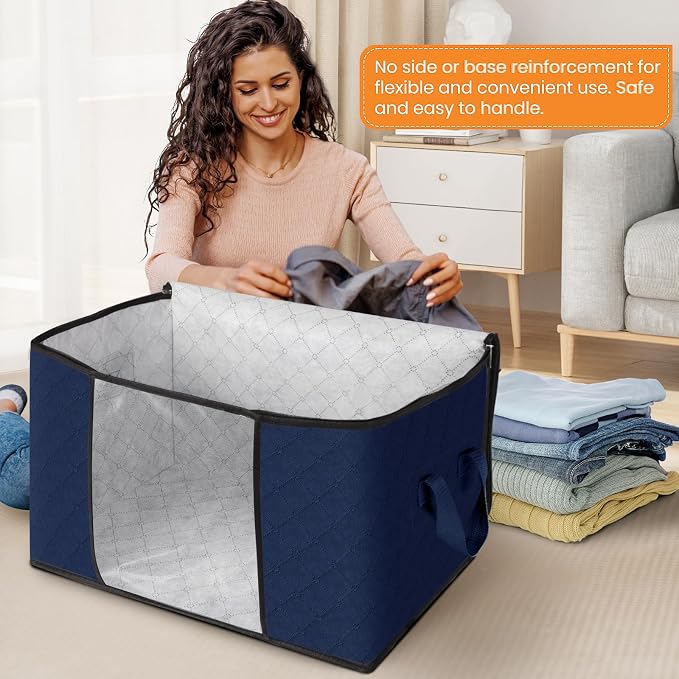 Fab totes 24 Gallons Clothes Storage, Foldable Thick Fabric Blanket Storage Bags