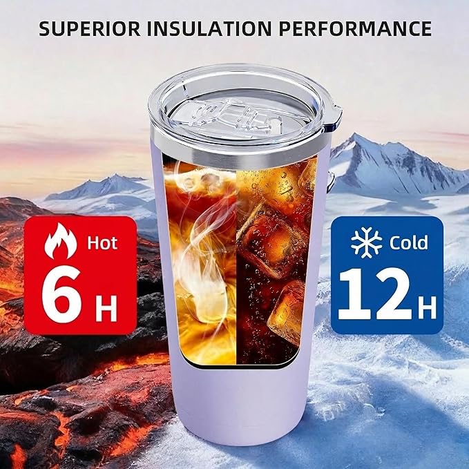 GGQ 20oz Travel Coffee Tumbler Food-Grade 304 Stainless Steel Vacuum Insulated Double Wall Leak-Proof Lid Reusable Straw Hot and Cold Drinks Cup Holder Friendly (Navy Blue)