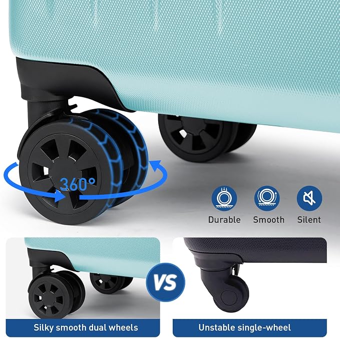 KYME Suitcase Hardshell With Double Spinner Wheels, PC+ABS TSA Lock Travel