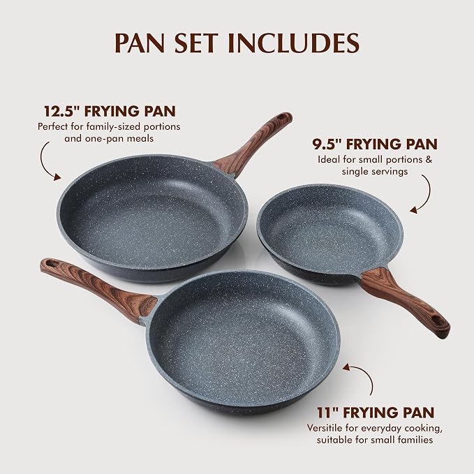 SENSARTE Nonstick Frying Pan Skillets, Swiss Granite Coating Omelette Pans