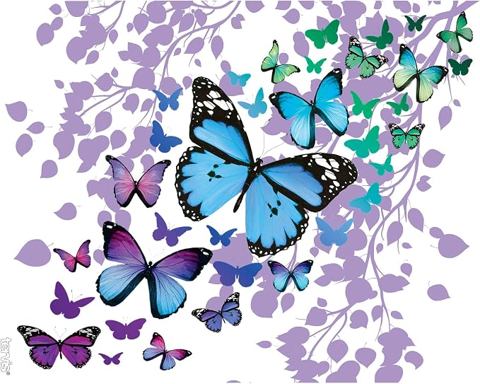 Tervis Blue Endless Butterfly Made in USA Double Walled Insulated Tumbler Travel Cup Keeps Drinks Cold & Hot, 24oz, Classic