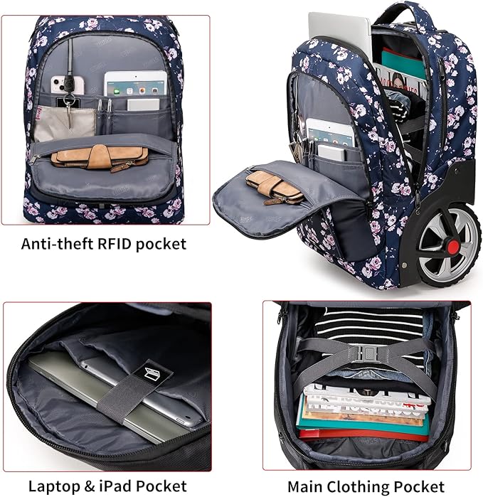 Rolling Backpack, Waterproof Backpack