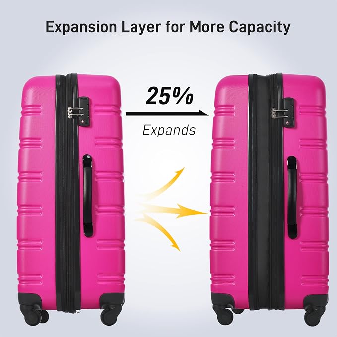 Merax Luggage sets of 3 Piece 20 28 IN Carry on Luggage Hard Case Pink Luggage